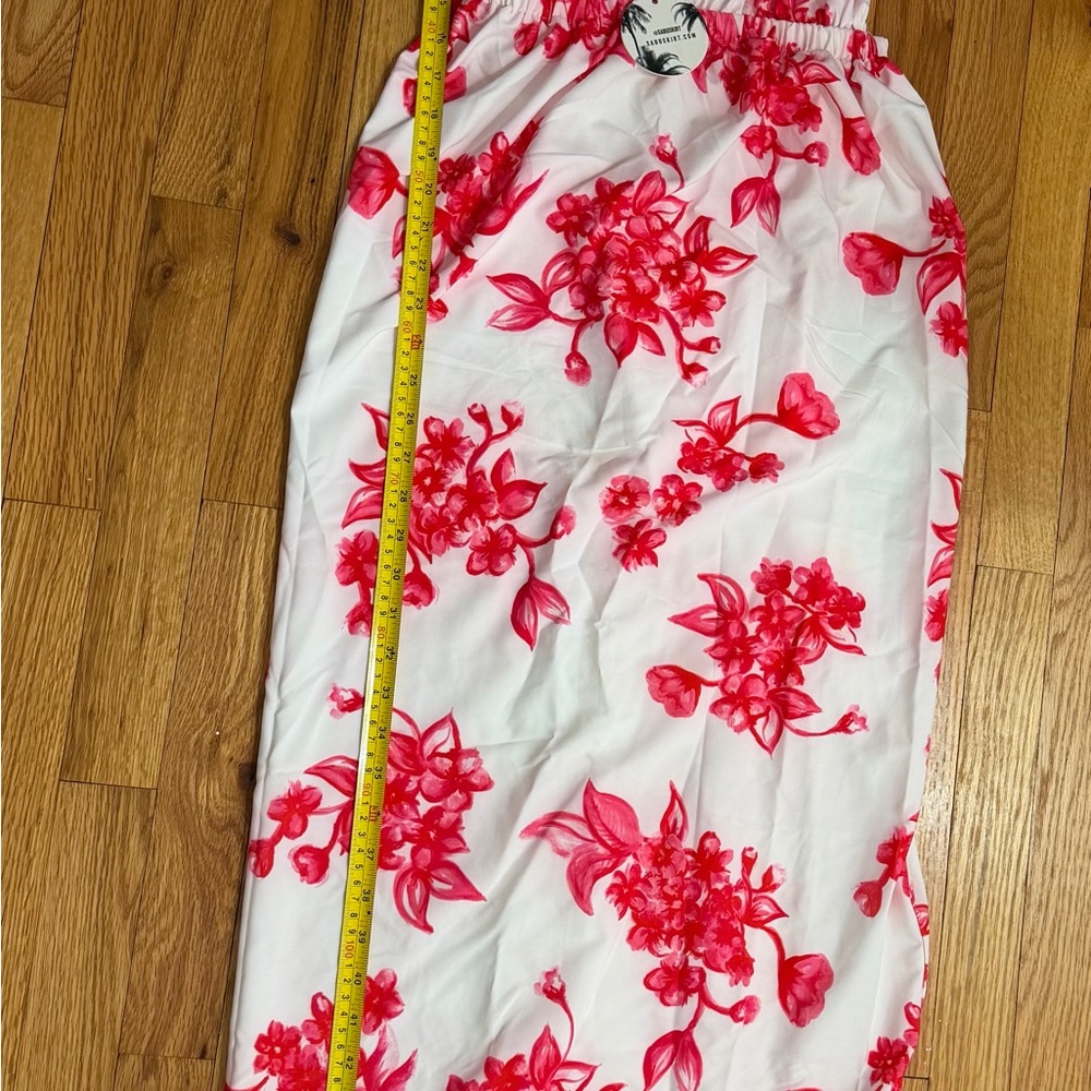 Sabo  Red Floral backless Maxi dress Deep V beach Vacation NWT - Picture 10 of 13